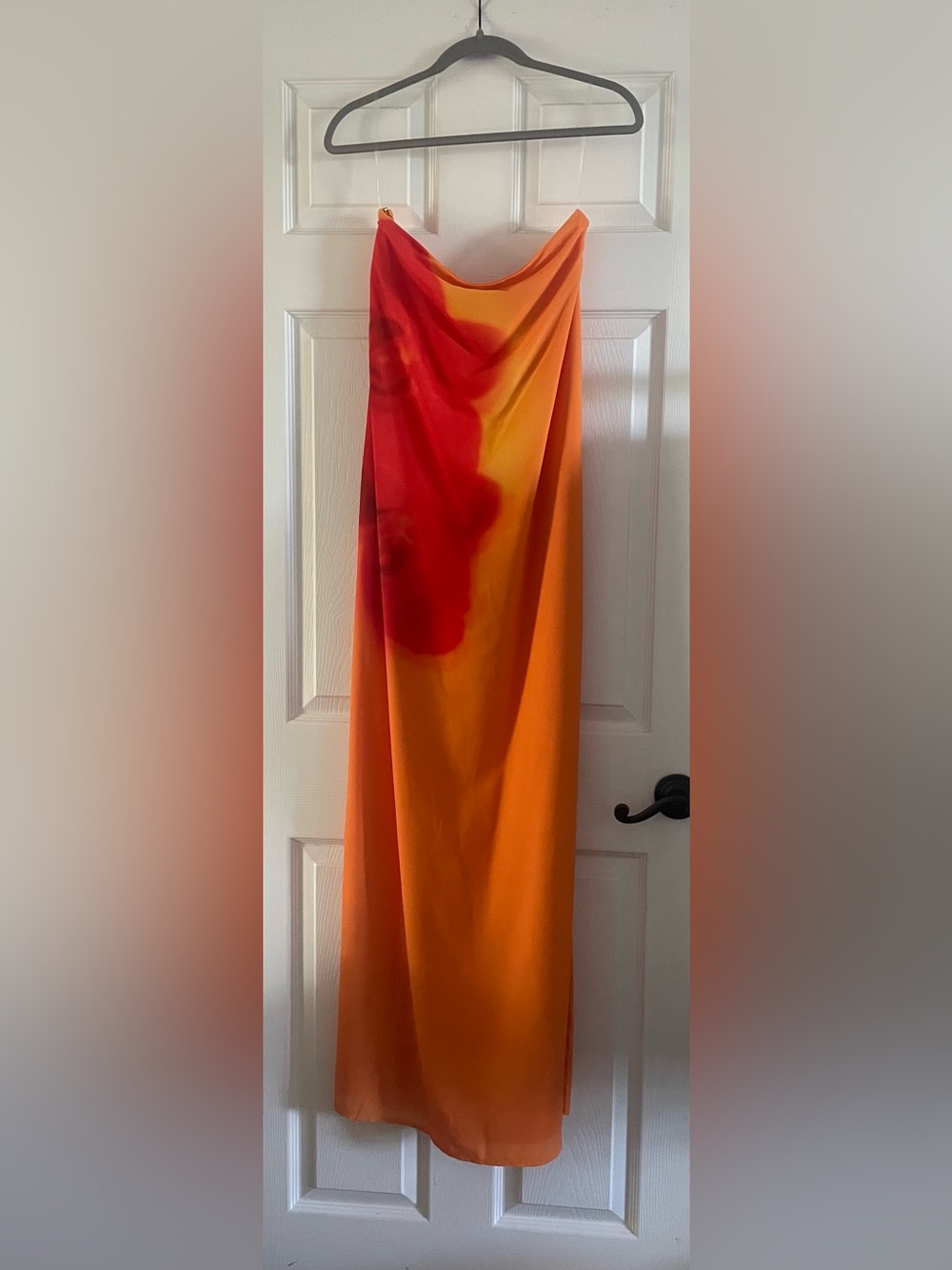 Meshki Amaya Strapless Orange & Red Orchid Maxi Dress - Picture 6 of 7
